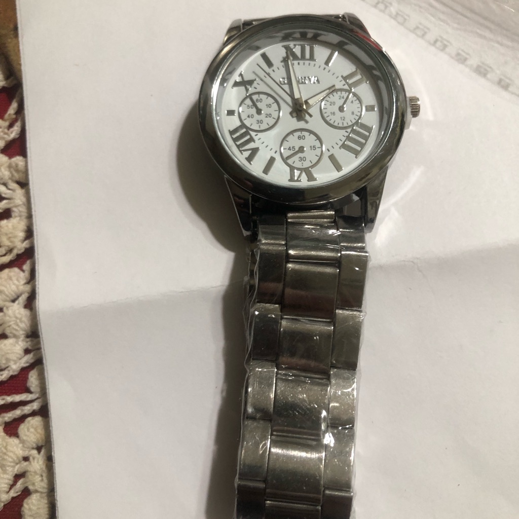 Classic Silver Mens Stainless Steel Bracelet Watch  White Dial